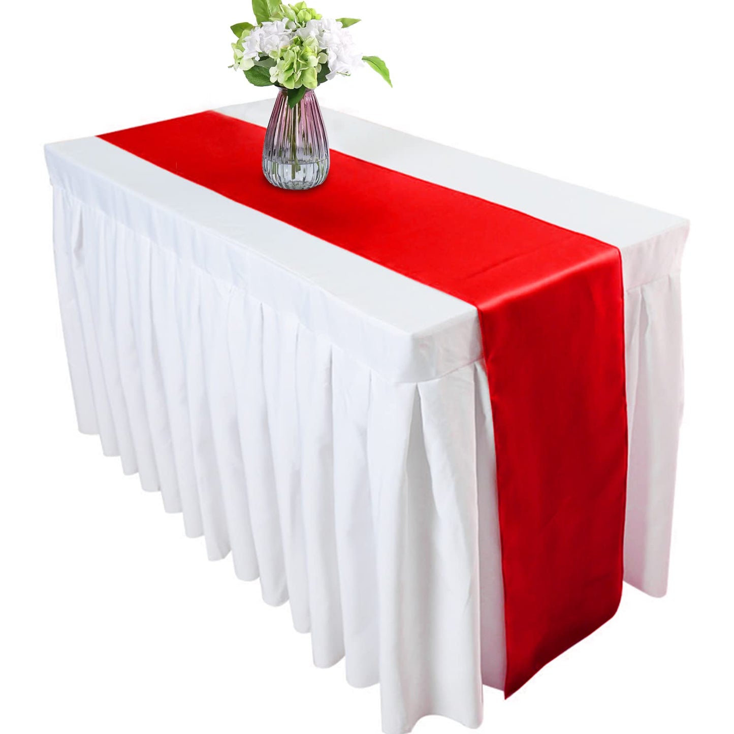 HMQIANG 12 Pack Red Table Runners, Satin Table Runner 12x108 Inches Long, Silk and Smooth Fabric Table Runner for Wedding, Parties, Banquets, Event Decoration