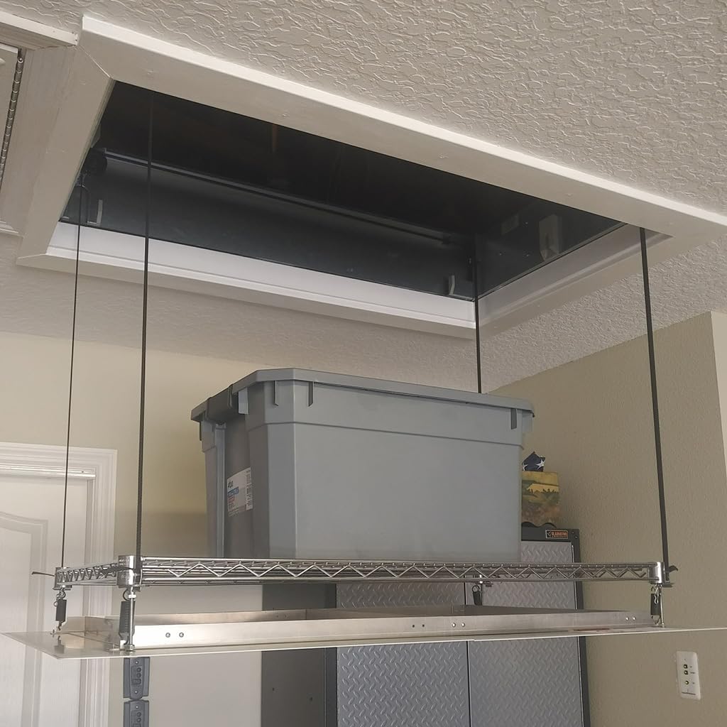 SpaceLift SL 5228-S Motorized Attic Lift – Made in USA, 200 lb Capacity, 15 Ft Vertical Travel, 24" x 41" Platform Garage Storage Lift