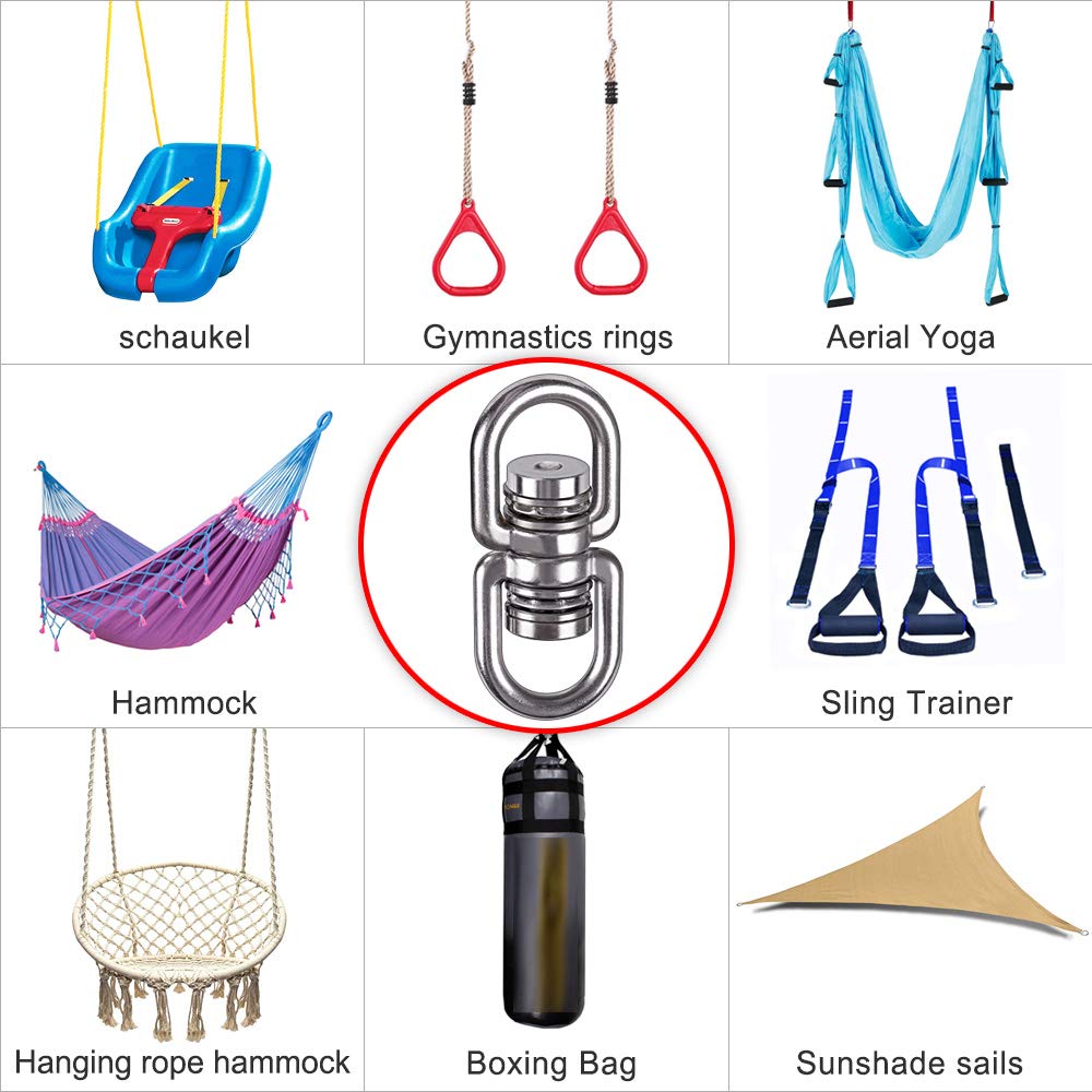 SELEWARE Bearing Swing Swivel, 360° Rotational Device Hanging Accessory for Web Tree Swing, Hammock Chair, Climbing Rope, Aerial Yoga, Kids Swing Swivel,Hold Up to 1200LB