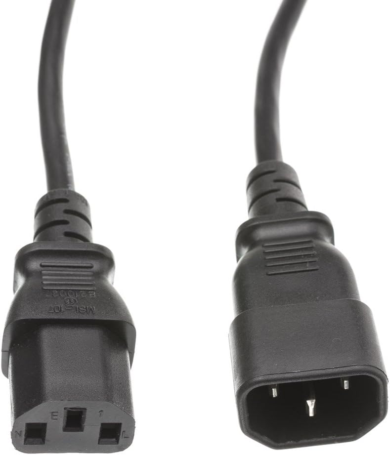 CableWholesale 3 C13 C14 3 18 10 C13 C14 feet Computer/Monitor Power Extension Cord, Female to Male Plug, Pin, AWG