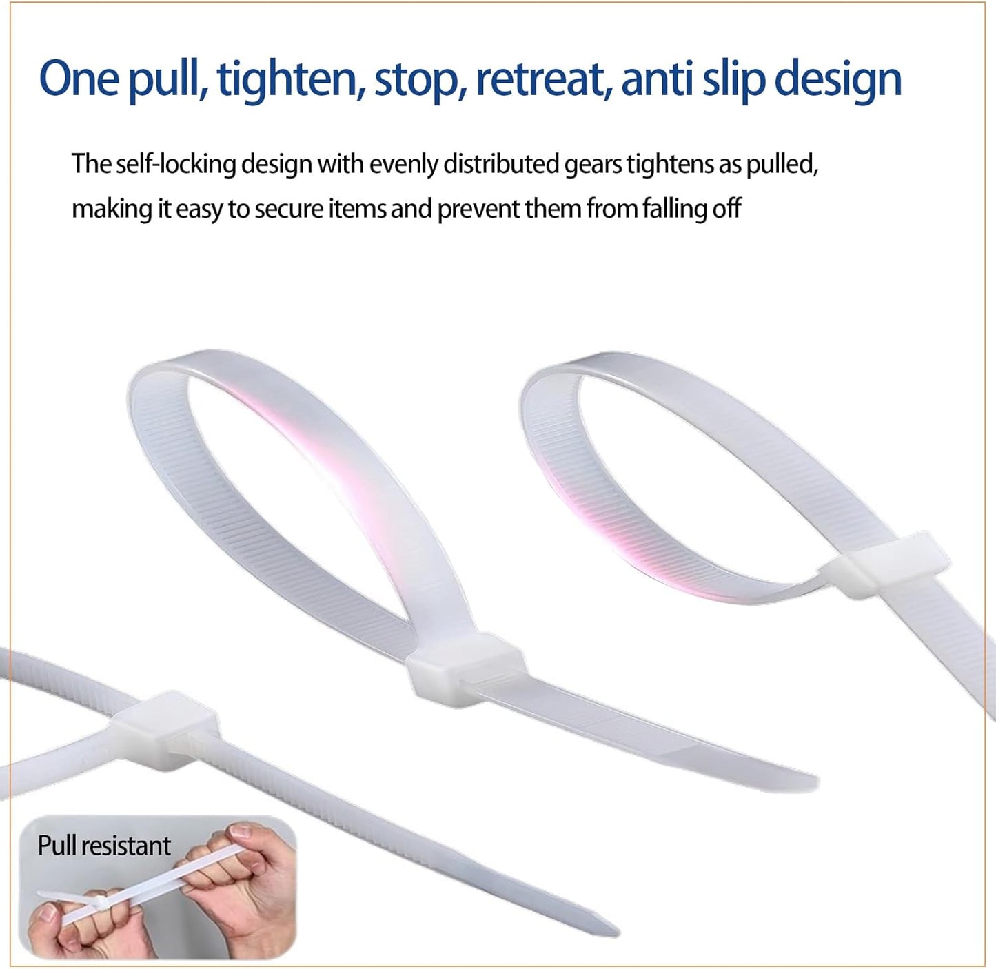 Generic 100 11 pieces of nylon zip ties, double-sided toothed, with a tensile strength of pounds, adjustable
