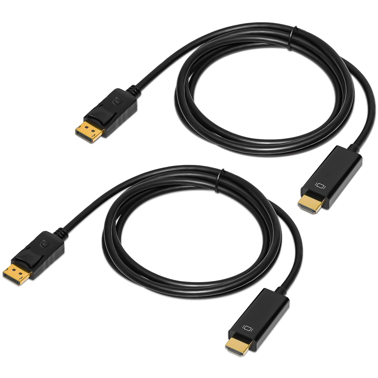 4K 6 2-Pack, Displayport to HDMI Cable Feet Display Port (DP) to HDMI Adapter Male to Male Cord Converter for PC
