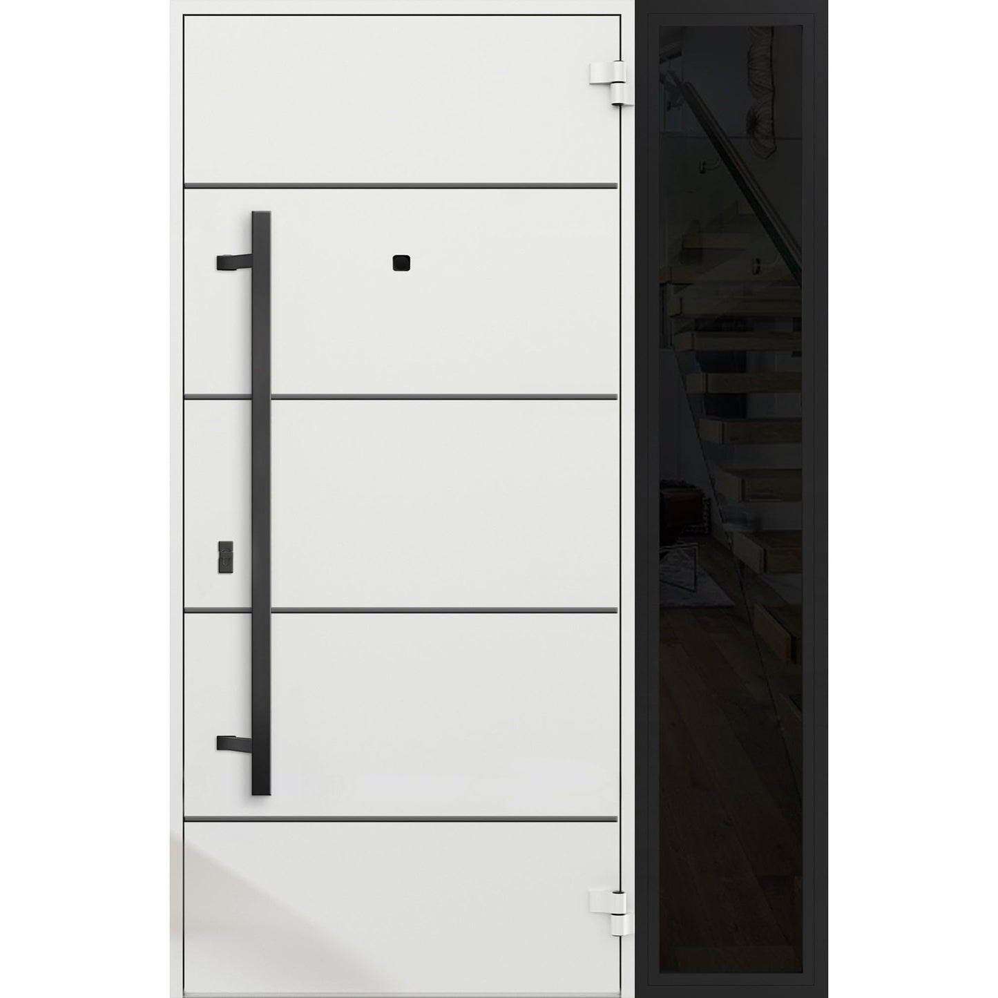VDOMDOORS Front Exterior Prehung Steel Door/Deux 6683 Natural Oak/Side Exterior Window Sidelite/Entry Metal Modern Painted W36+16" x H80 Left Hand Inswing