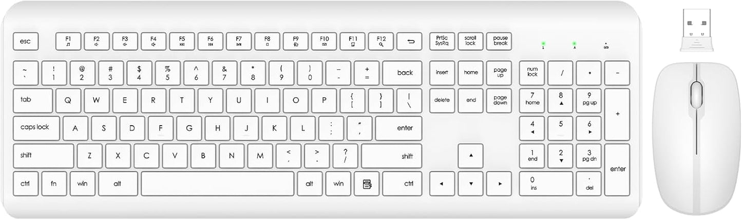 EDJO 2.4G Wireless Keyboard and Mouse Combo, Full Size Silent Ergonomic Keyboard and Mouse, Long Battery Life, Optical