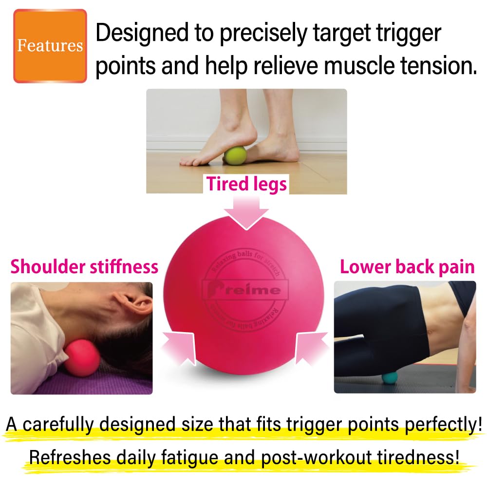 Massage Lacrosse Balls for Myofascial Release, Trigger Point Therapy,Manual Massage Balls, Muscle Knots, and Yoga Deep Tissue Massage. Set of 2 Firm Balls (Pink＆Light Pink)