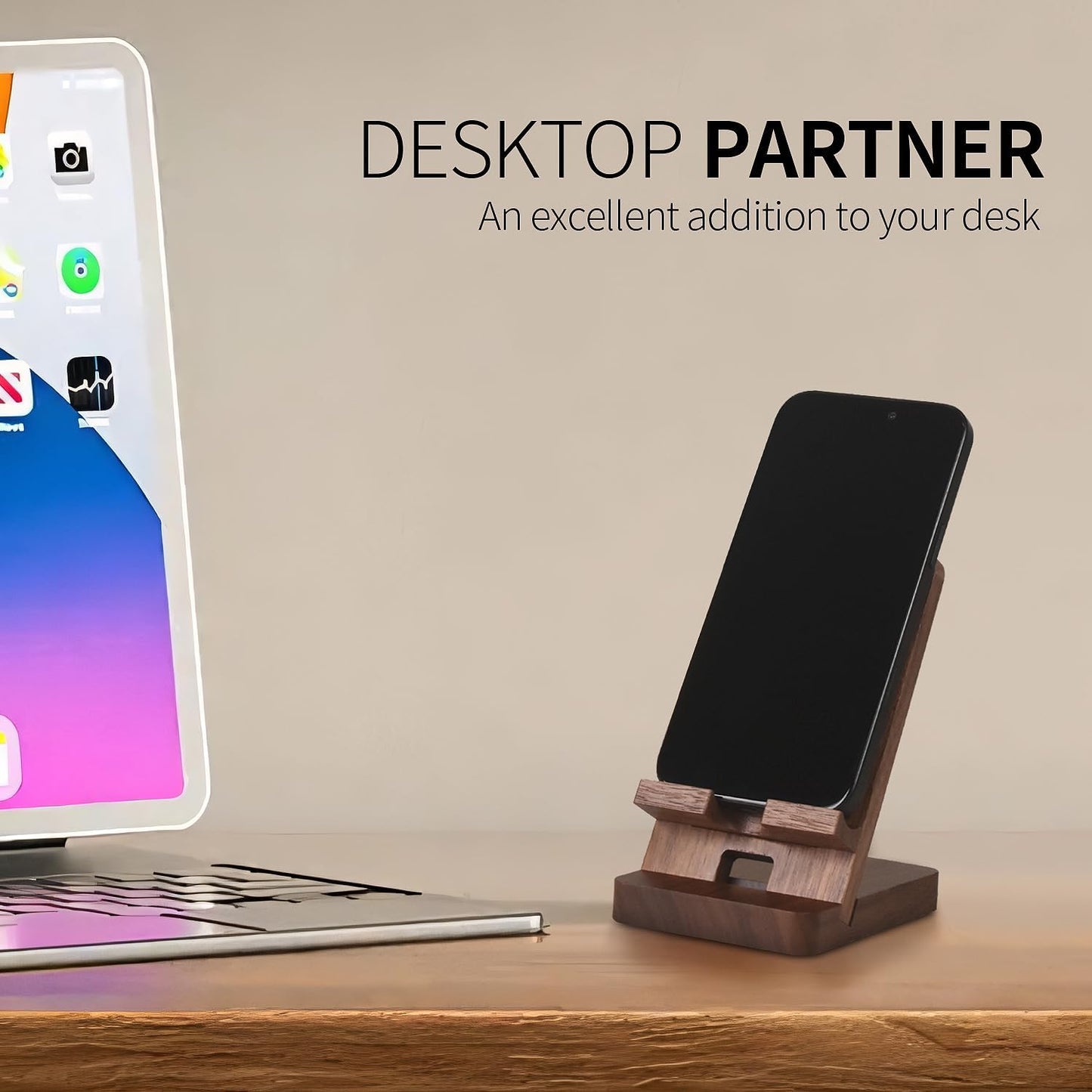 Baiwryxl Wood Phone Stand of , Desktop Wooden Phone Holder, Portable Office Phone Stand for Desk, Wood ipad Stand