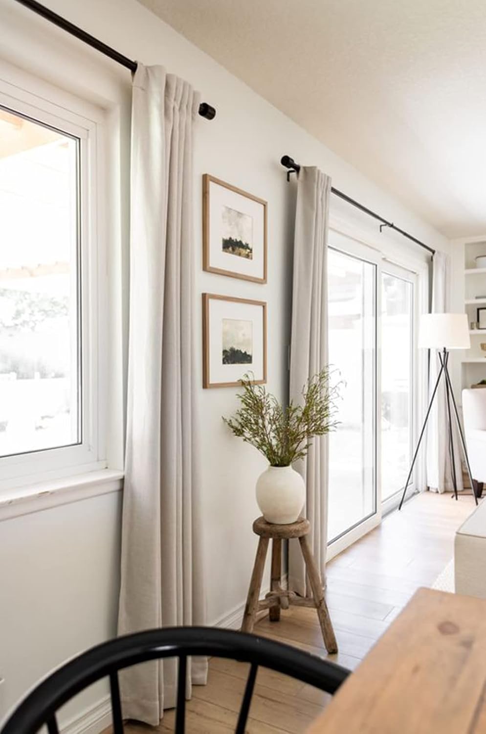 Skiennix 100% Blackout Linen Curtains - Thermal Insulated Drapes, 50" W x 120" L, Cream - 2 Panels Set