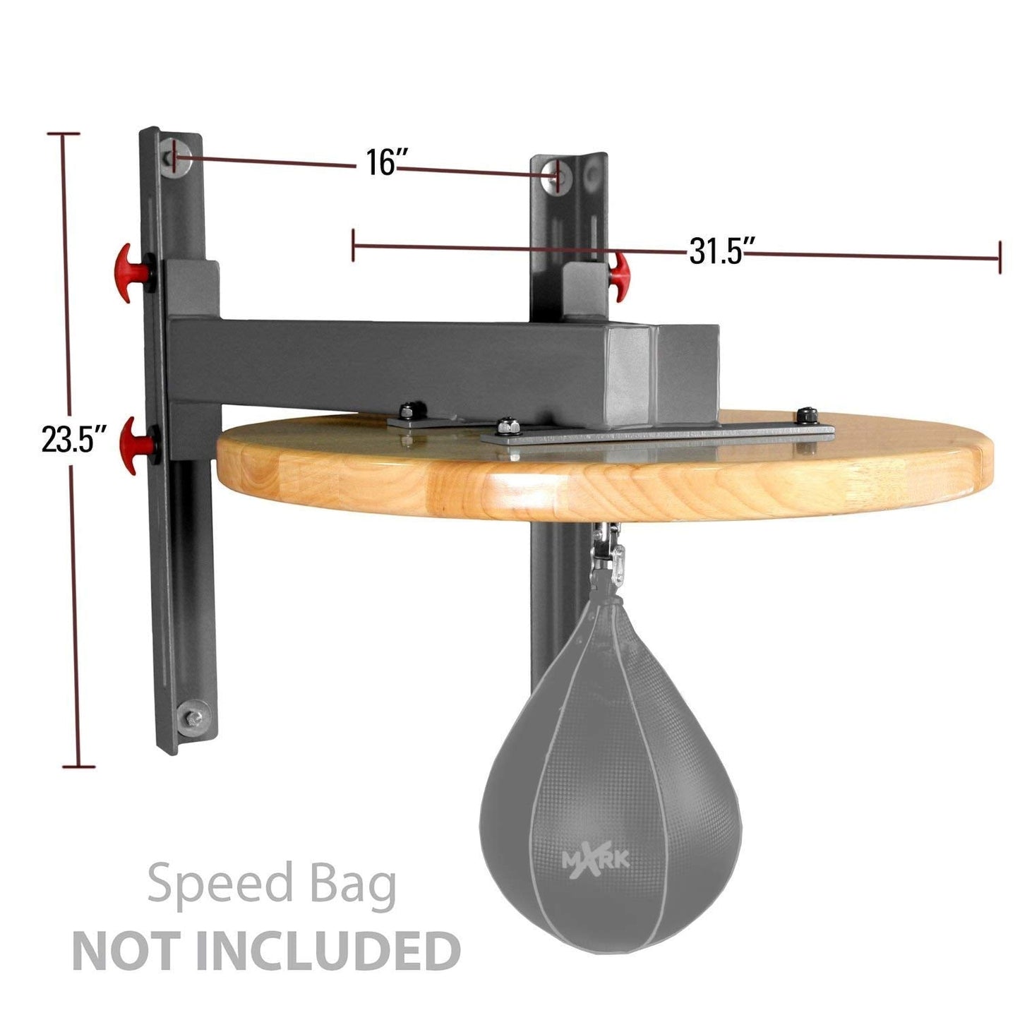 XMARK Adjustable Speed Bag Platform, 24" Wood Drum, Heavy Duty Wall Mount, Pro Swivel, Low Vibration, for Boxing & MMA Home Gym Training