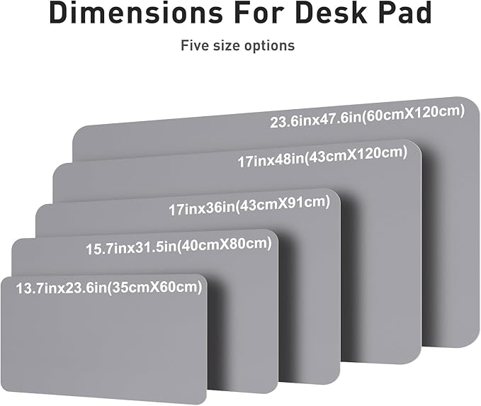 Aothia Leather Desk Pad Protector, Mouse Pad, Office Desk Mat, Non-Slip PU Leather Desk Blotter, Laptop Desk Pad, Waterproof Desk Writing Pad for Office and Home (36" x 17", Light Grey)