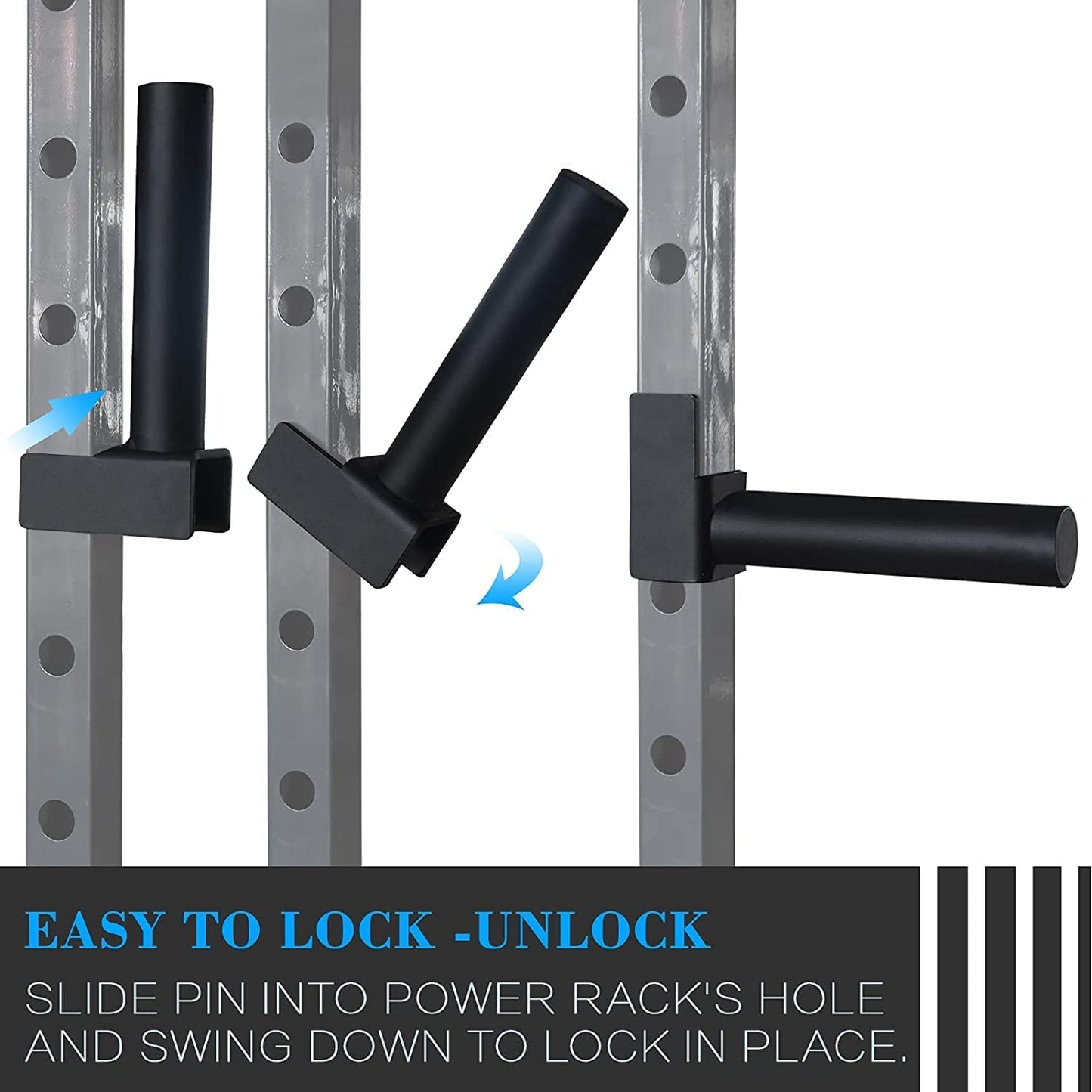 Balelinko Multi Grip Set of 2, Barbell Rack Holders Dip Grip Handles, Dip Bar Attachments for 2" x 2" Tube Power Cage, Bonus a Pair of 2" Spring Clip Collars Rings, Black