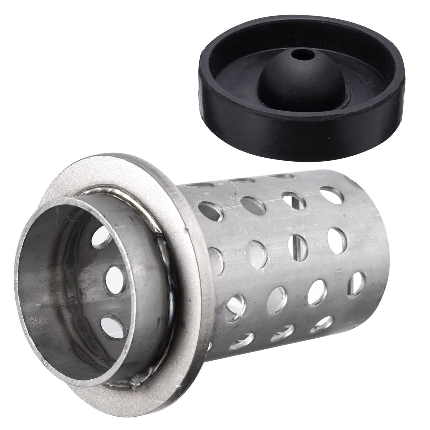 DZQ Perforated Casting Flask Vacuum Casting, 304 Stainless Steel Flanged with Rubber Sprue Base, Various Sizes for Metal Casting (2.5" x 4")