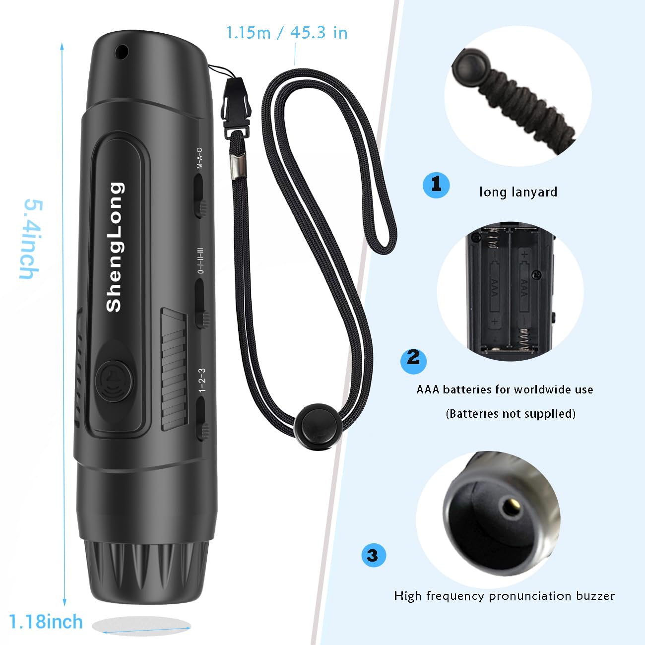 Shenglong Electronic Whistle with 3 Tones & 3 High Volume Settings - Battery Powered Emergency Safety Whistle for Coaches Referees, Teachers Outdoor Sports, Camping, Sporting Goods with Lanyard