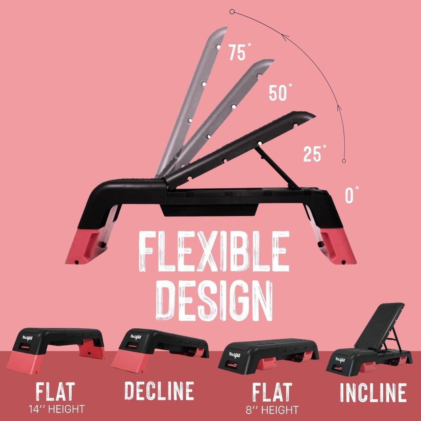 Yes4All Multifunctional Fitness Aerobic Step Platform/Aerobic Deck, Household Step Workout Bench for Home Gym (Red/Black)