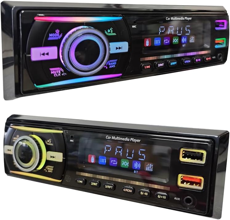 Generic 3050 12V MP3 7-Color Car Stereo Audio Player with Bluetooth Handsfree Calls, Music Play, FM Radio, Dual USB/AUX