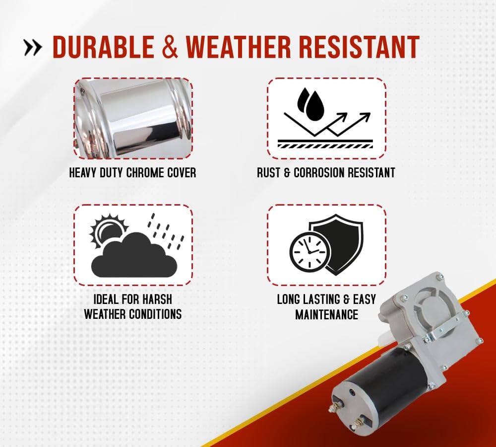Mytee Products 900W 90:1 Tarp Motor for Dump Truck Tarp Systems with Chrome Cover 12VDC / 43 AMPS / 50 RPM (1 Year Warranty)