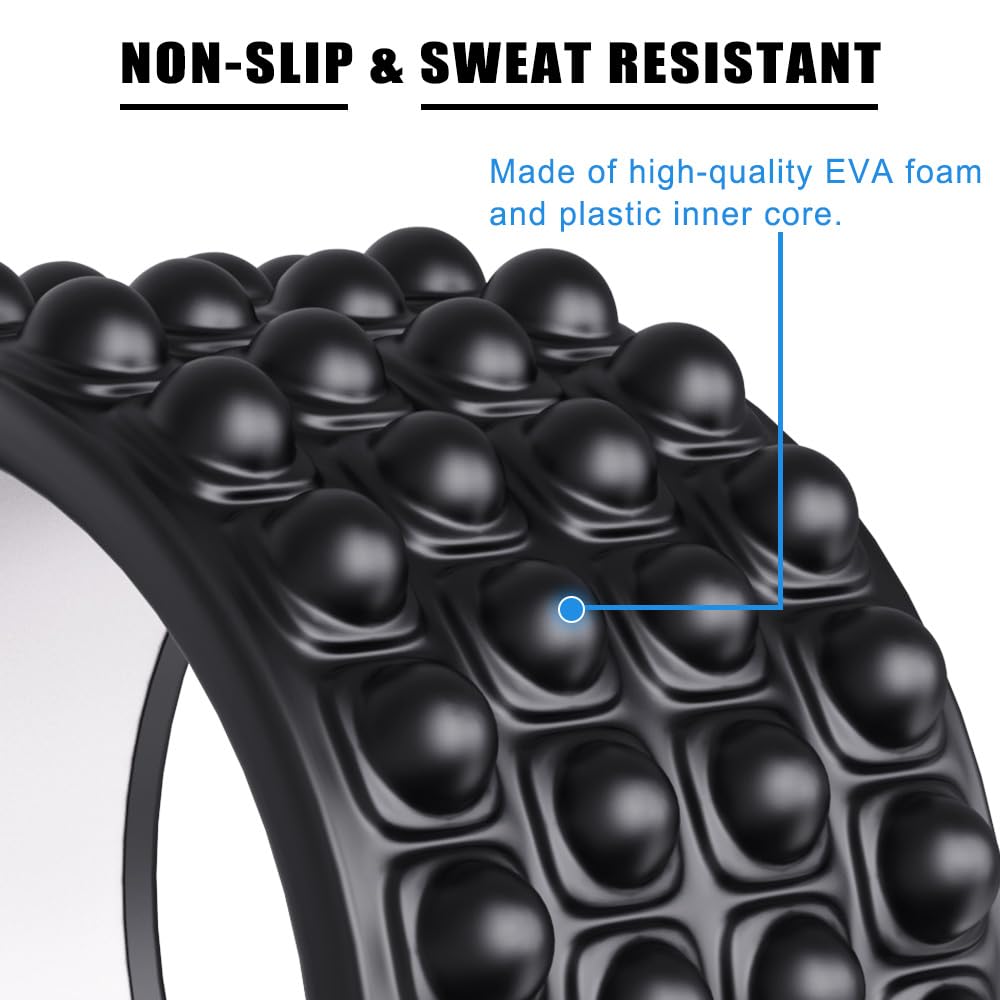 Kipika Back Roller Wheel,Back Stretcher,Back Cracker,Yoga Wheel, Foam Roller for Back Pain Relief and Posture Correction with Massage Ball
