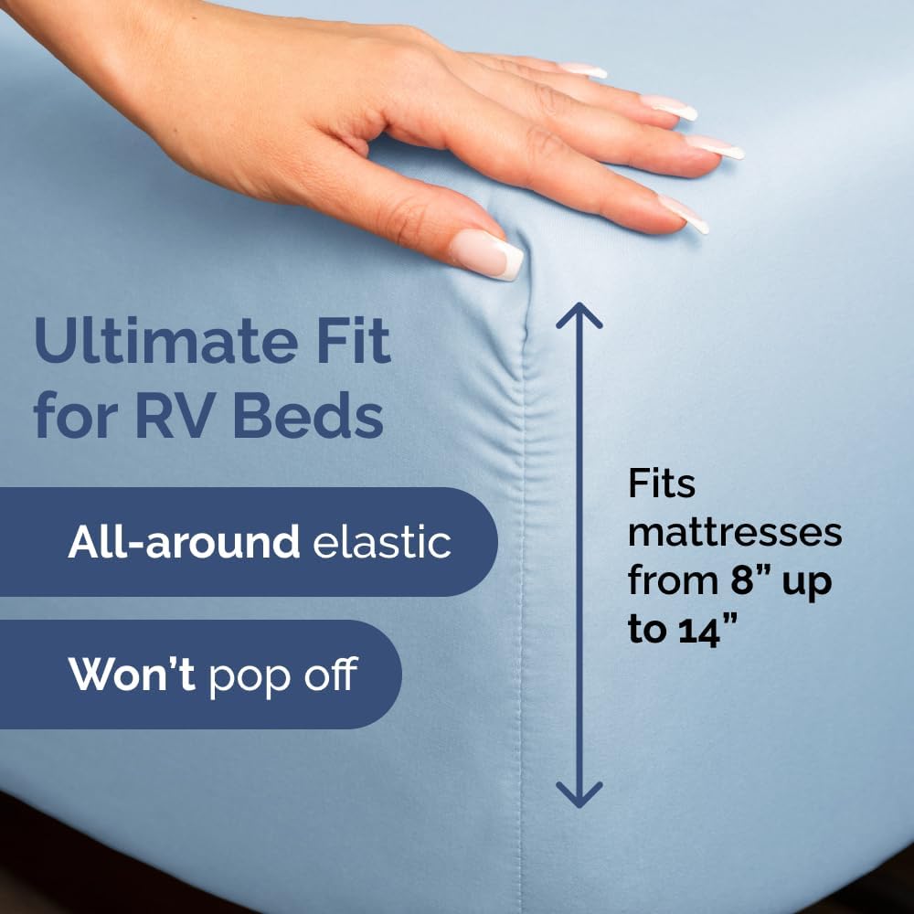 Skiennix Short Queen Size 4-Piece Sheet Set - Soft, Breathable & Cooling Bed Sheets - Deep Pockets - Light Blue