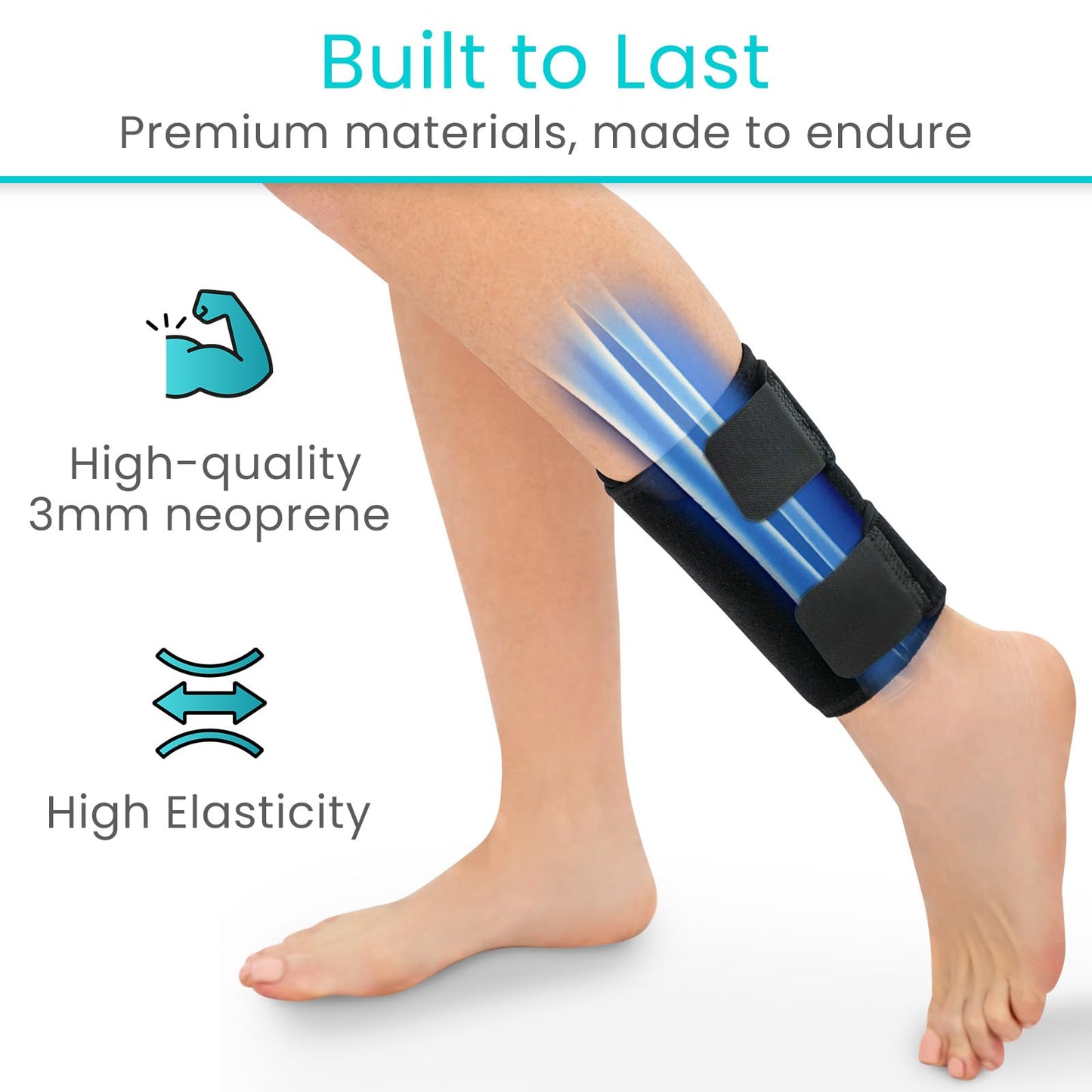 Vive Shin Splint Compression Wrap (Pair) - Adjustable Brace for Pain Relief, Support and Recovery - Lower Calf Compression Sleeve - for Medial Tibial Stress Syndrome and Anterior Shin Splints (Black)