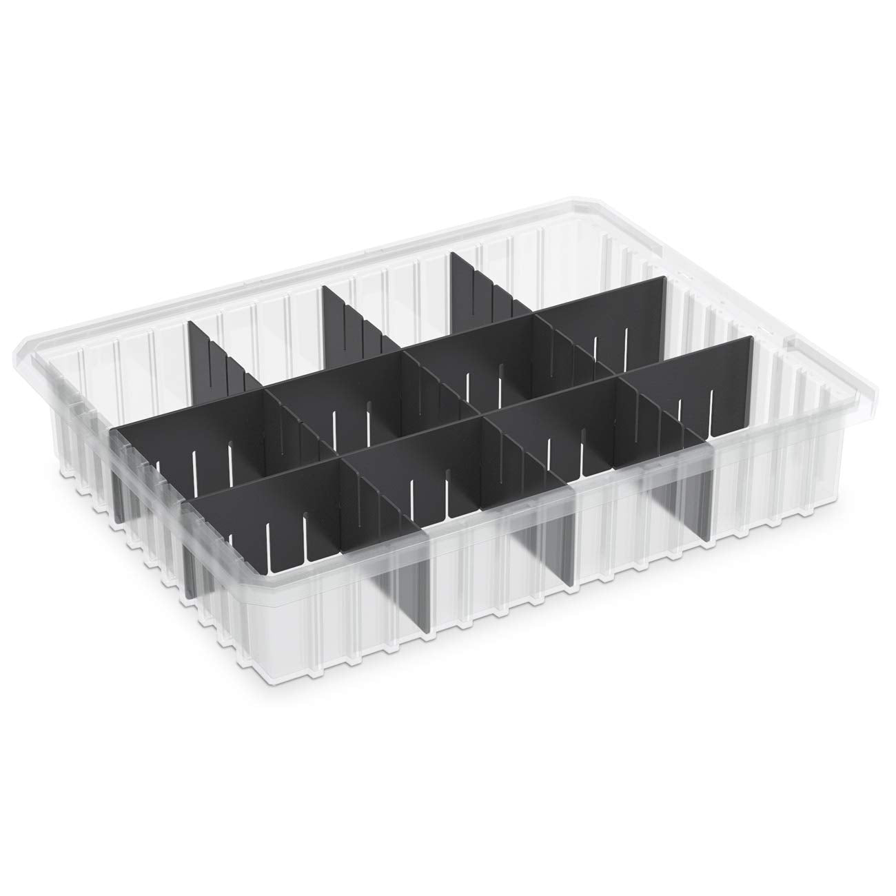 Akro-Mils 33224 Akro-Grid Plastic Slotted Dividable Modu Box Stackable Grid Storage Tote Container, (22-3/8-Inch L x 17-3/8-Inch W x 4-Inch H), (6 Pack), Blue