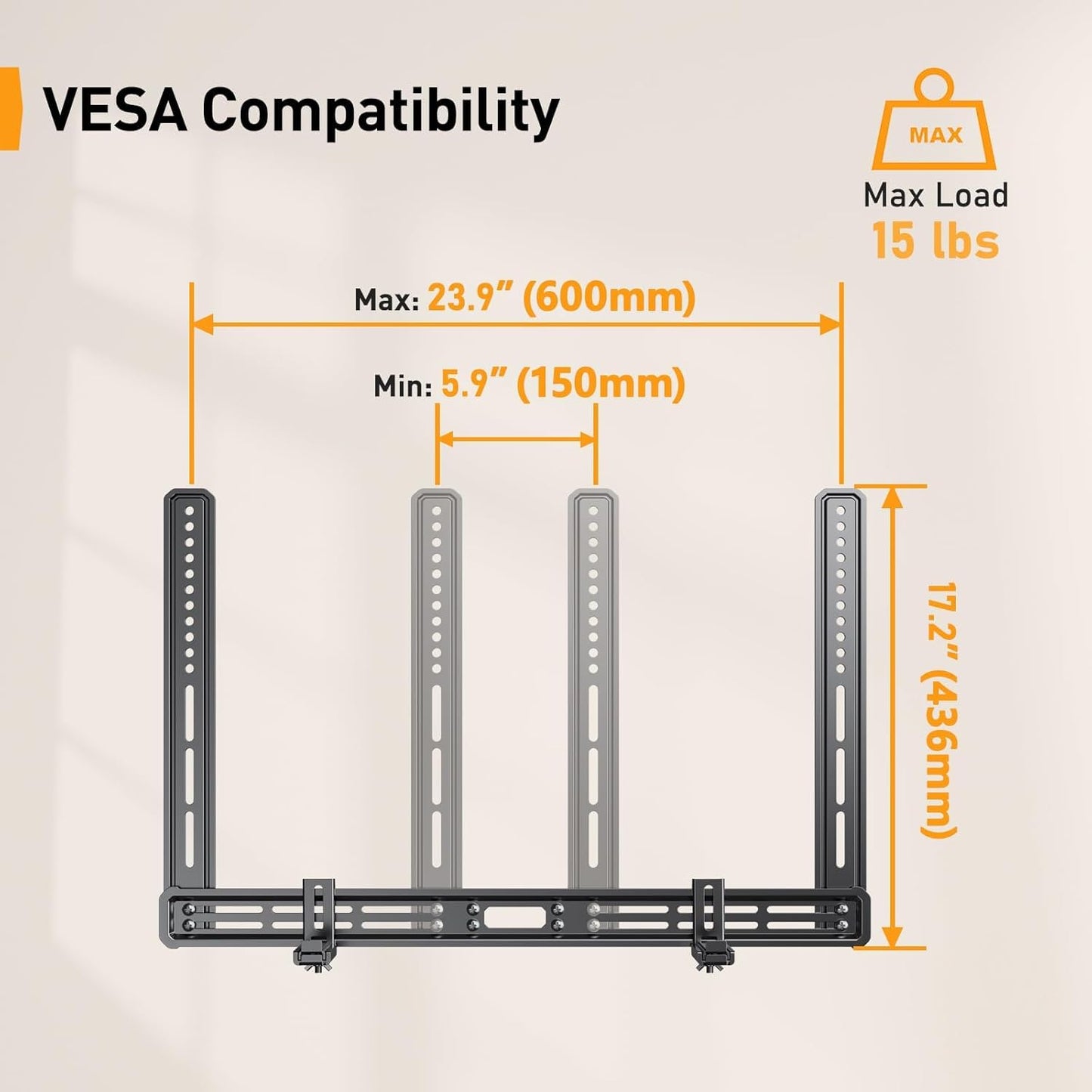 Perlegear Soundbar Mount - Versatile Under TV Sound Bar Holder | Supports Up to 15 lbs, Extends 3.5” to 6”