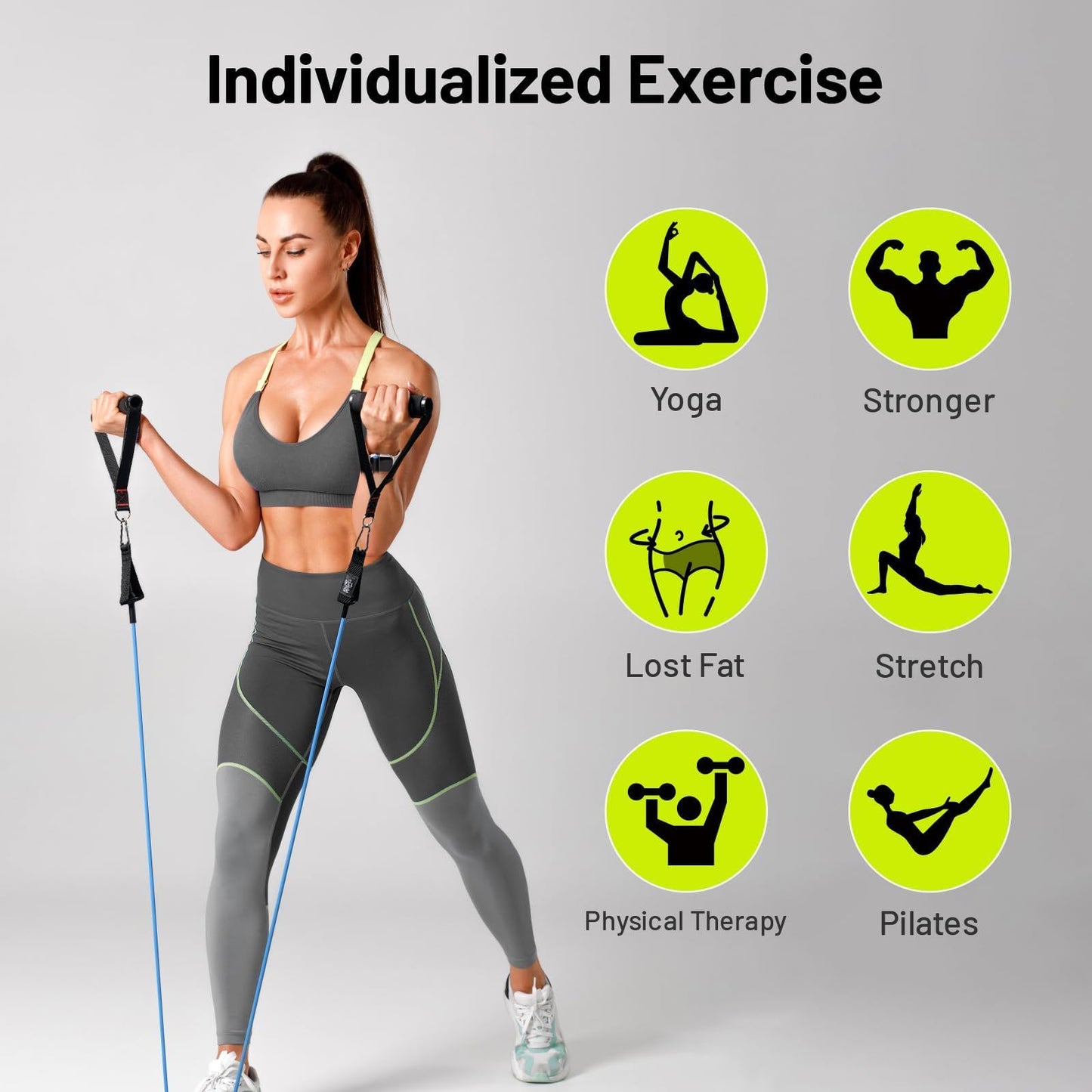 Slim Panda 2-in-1 Resistance Band Kit with Comfort-Grip Handles, Heavy Duty Exercise Band for Physical Therapy, Strength Training, Home Workouts - Includes Door Anchor & Starter Guide