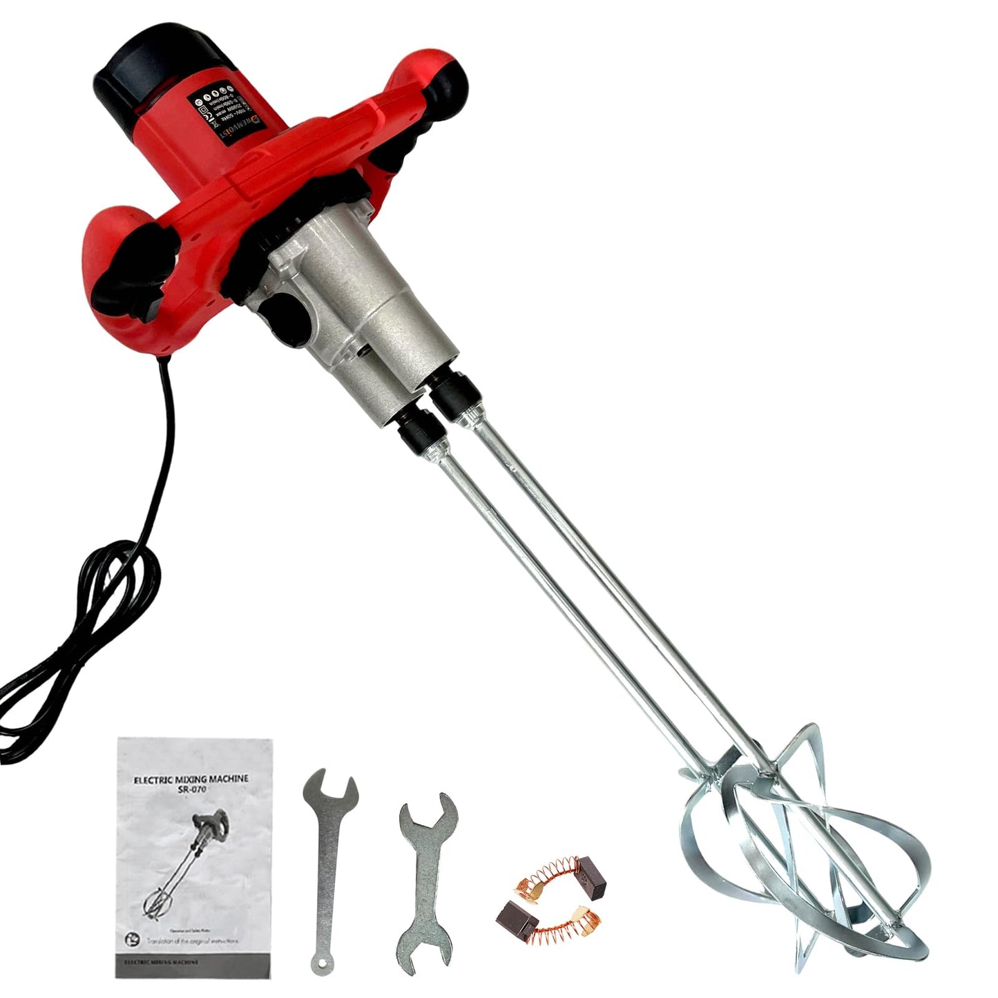 Cement Mixer, Portable Mortar Mixer,110V Handheld Electric Concrete Mixer with 6 Adjustable Speed, for Mixing Mud, Putty,Cement, Mortar,Paint,Grout Plaster Thinset Fodder Stirring Tool,Dual Paddle