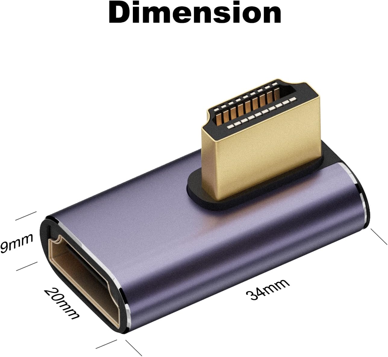AreMe 8K 2.1 (2 Pack), 90 270 (34 24 9MM) HDMI Right Angle Adapter Left&Right Degree and Degree HDMI Male to HDMI