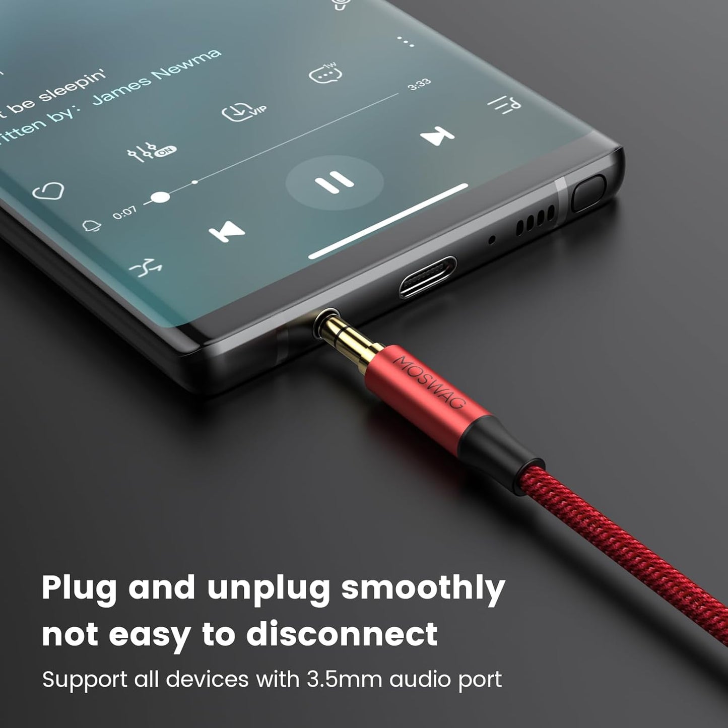 3.5mm 26.24FT/8M MOSWAG Extension Cable Audio Male to Female Stereo Extension Adapter Nylon Braided Cord Compatible
