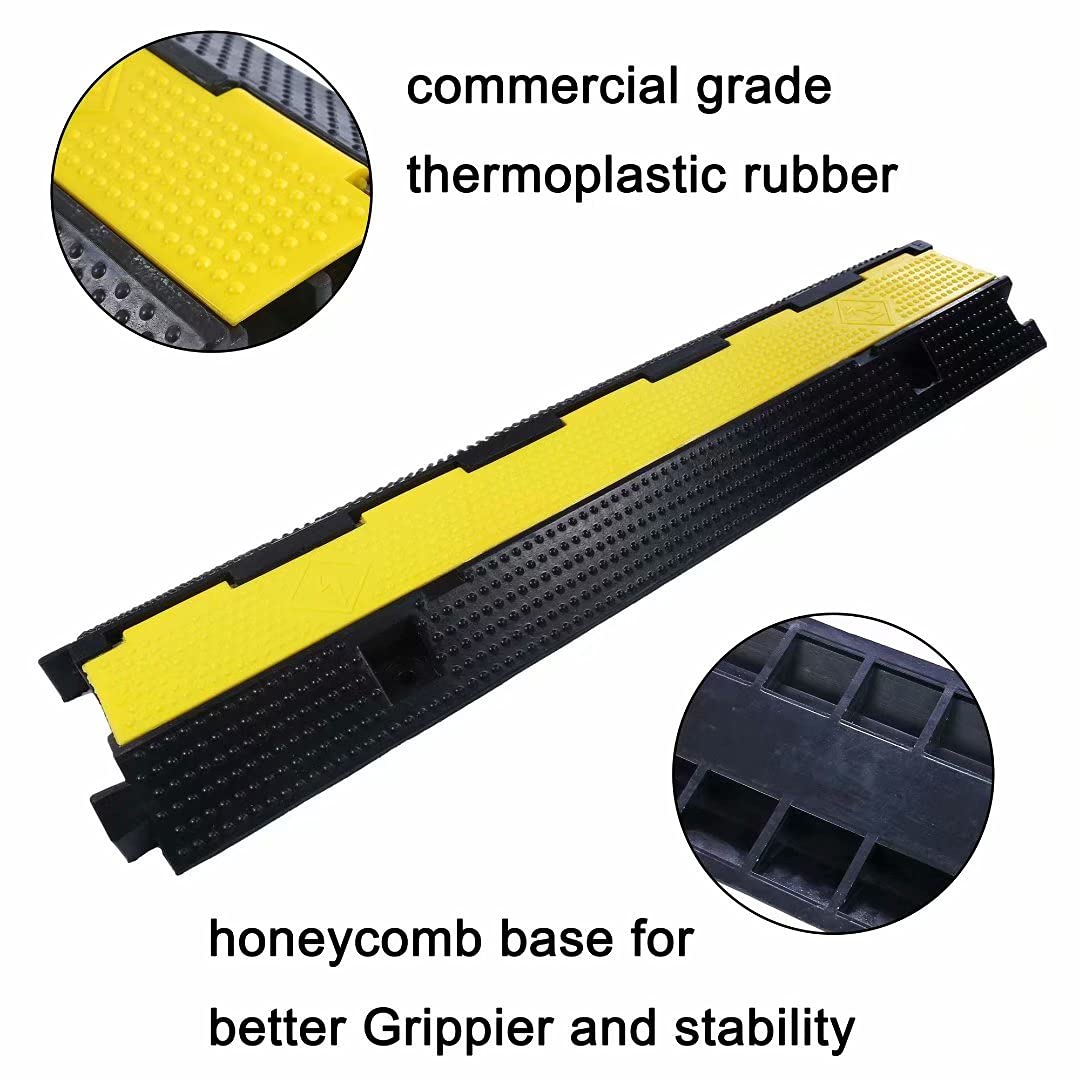 YONSHENG Rubber Cable Ramp Cord Cover Cable Protector Ramps Wire Hose Protective 1 Channel 22000Lbs Load Capacity Traffic Speed Bump for Asphalt Concrete Gravel Driveway Indoor Outdoor, 5 Pack