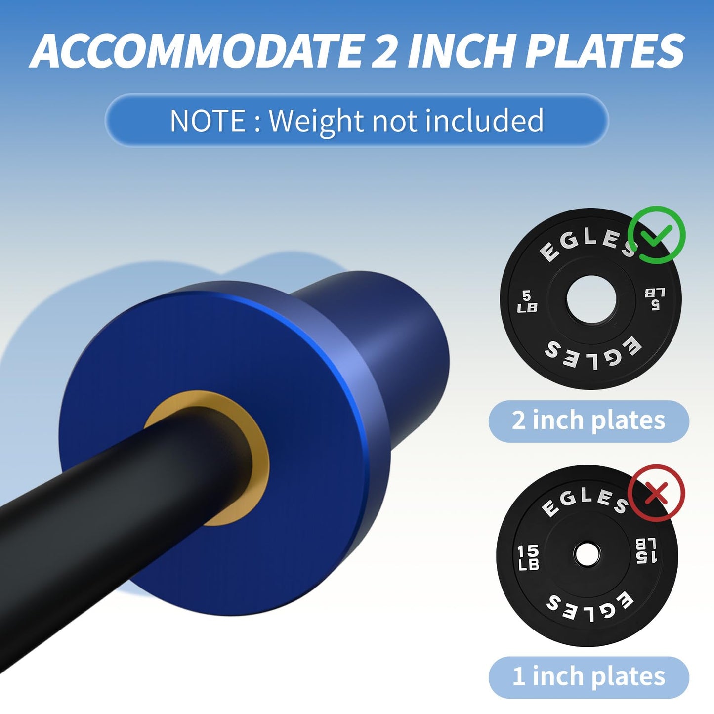EGLES Kids Barbell 5.5LB Mini Barbell Bar 4ft for Kid Women & Beginners Weighted Bar - Compatible with 2-Inch Weight Plates, for Strength Training Gym Weight Lifting, Blue & black Training Bar