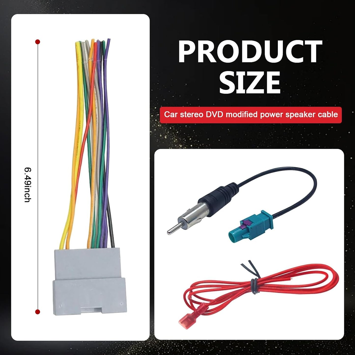 Arwrilt 3 6.5 Inch PCS Car Radio Wiring Harness, Stereo Wiring Harness, DVD Power Speaker Cable Connectot, Suitable