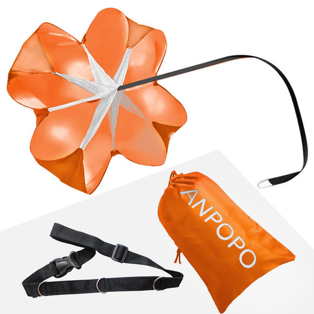 ANPOPO Bfsmile Running Speed Training 56" Parachute with Adjustable Strap, Free Carry Bag. Speed Chute Resistance Running Parachute for Kids Youth and Adults (Orange)