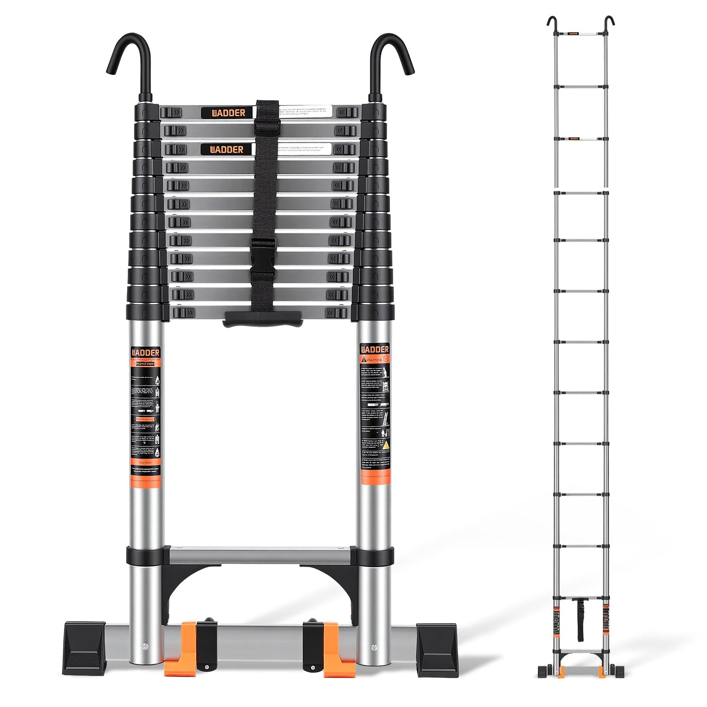 Telescoping Ladder,16.5 FT Extension Ladder w/Hooks, Stabilizers,Wheels, Heavy Duty 330lbs Max Capacity, Collapsible Folding Ladder for Rv,Roof,Outdoor
