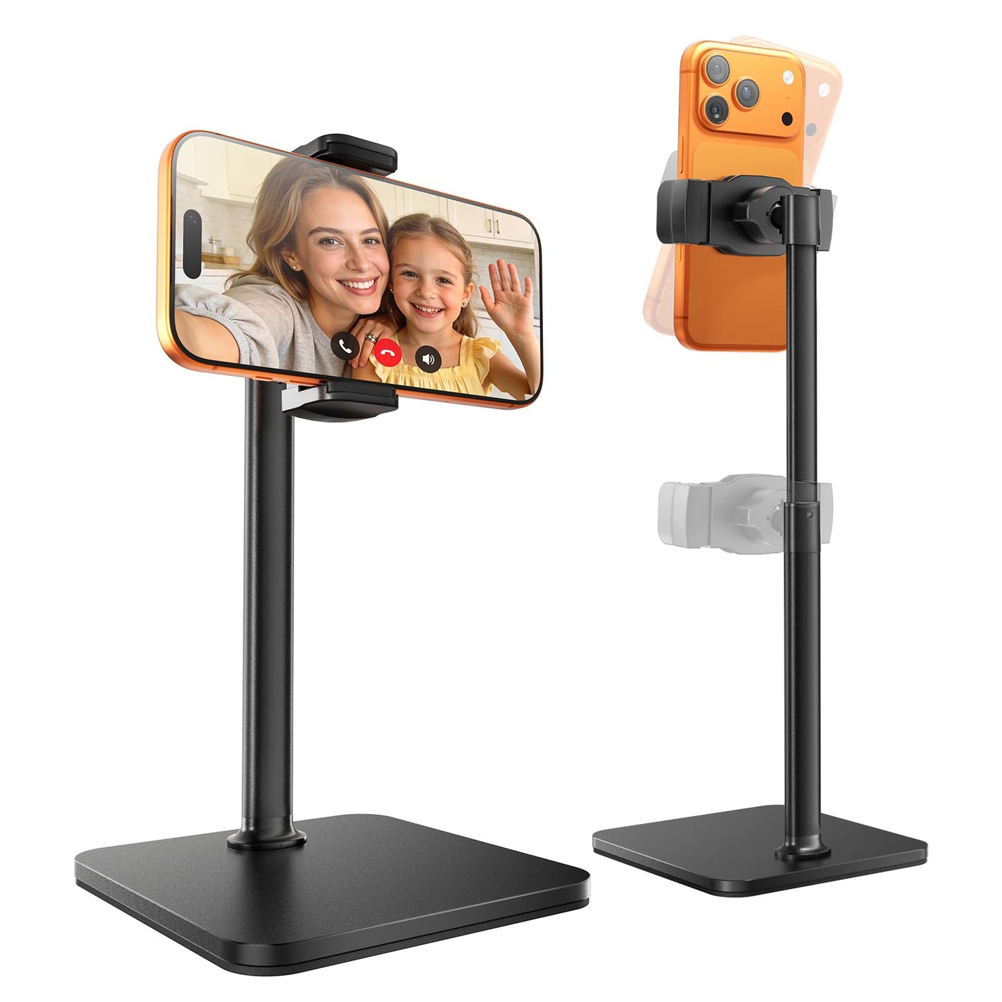 tounee Phone Stand for Desk, 8-11" Height Adjustable Cell Phone Holder for Live Streaming, Video Recording, TikTok – Compatible with iPhone 17/16/15, Samsung, All 4-7" Smartphones -Black