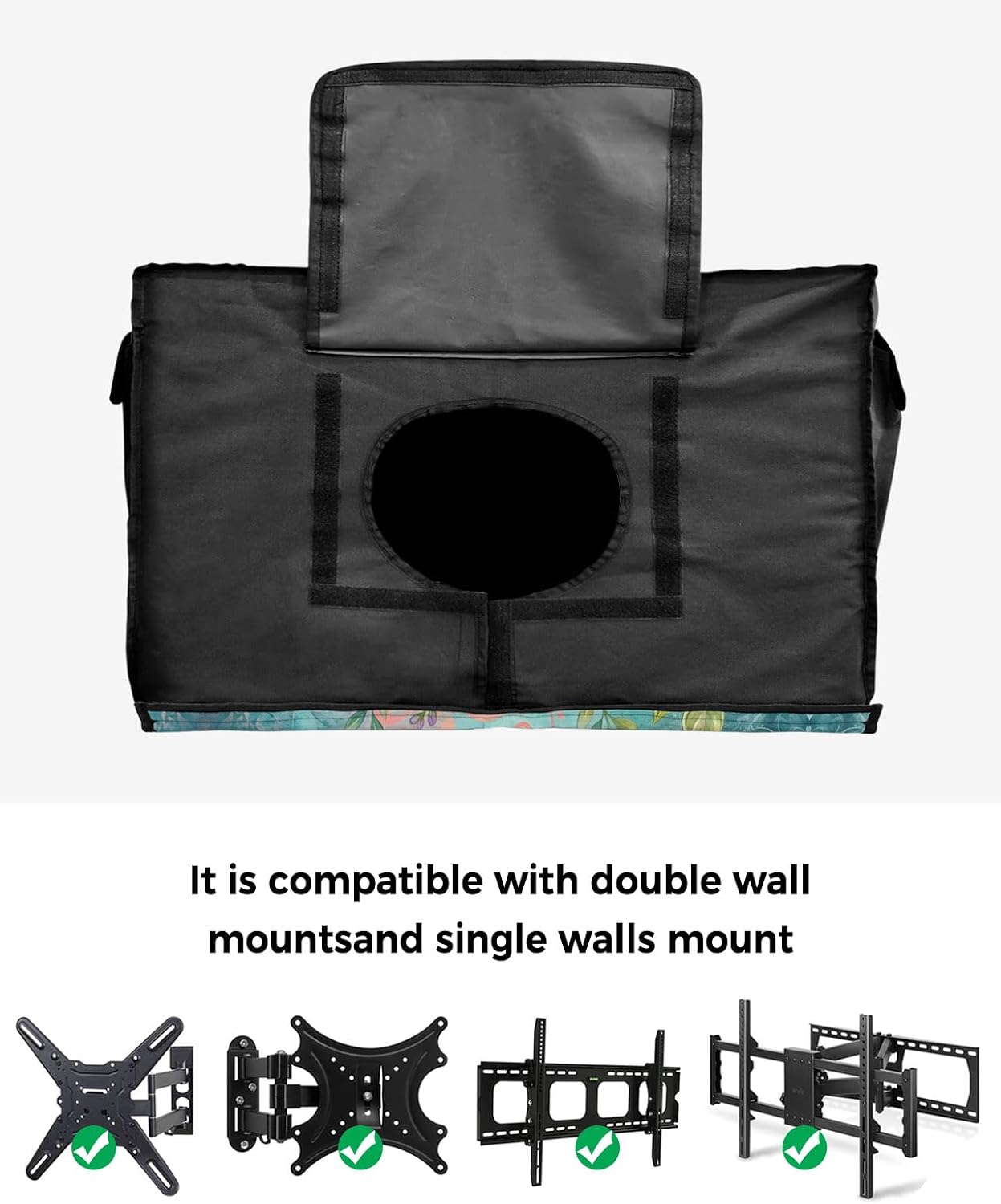 T&H XHome 40"-43" 40" Wx25 Boho Floral Outdoor TV Cover Vibrant Sunflower Dahlia Bouquet Art Waterproof