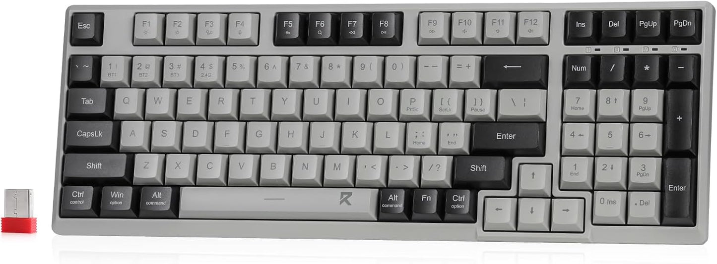 Redragon BK7114 98 2.4G Low-Profile Wireless Computer Keyboard, Keys Slim Office PC Scissors Mechanism Keyboard w/ BT
