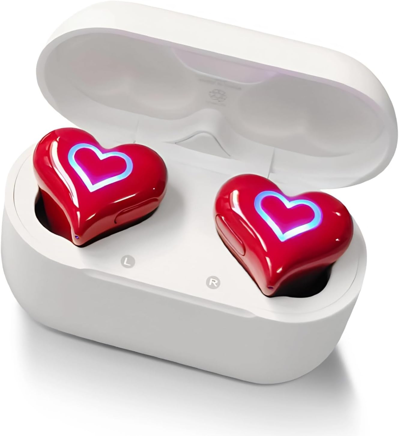5.3 Yoidesu Earbuds Stylish Heart Shaped, HiFi Stereo Sound Bluetooth Headphones with Charging Case, Cute Creative