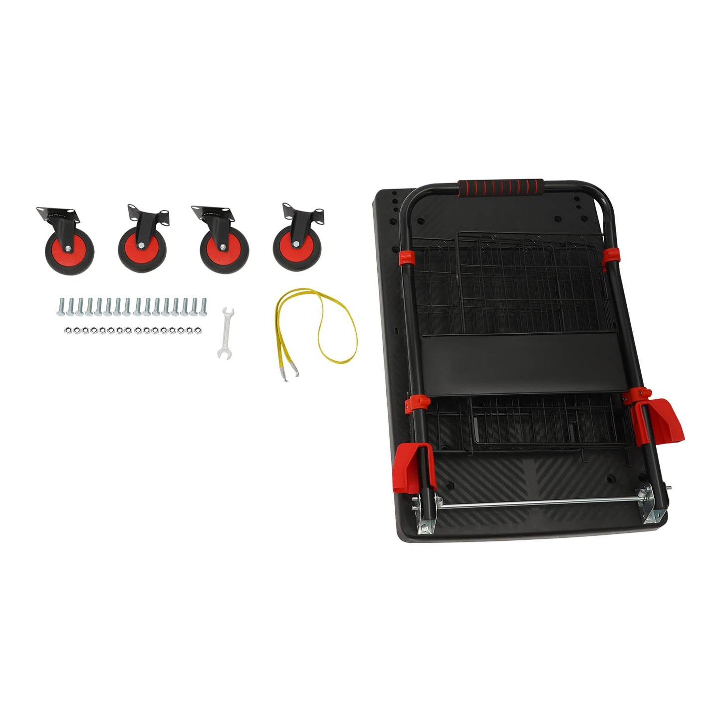 660LBS Capacity Platform Truck Cart with Cage, Foldable Heavy Duty Hand Truck with Wheels Multipurpose Portable Flatbed Cart Removable Cage Cart for Yard, Office and Store