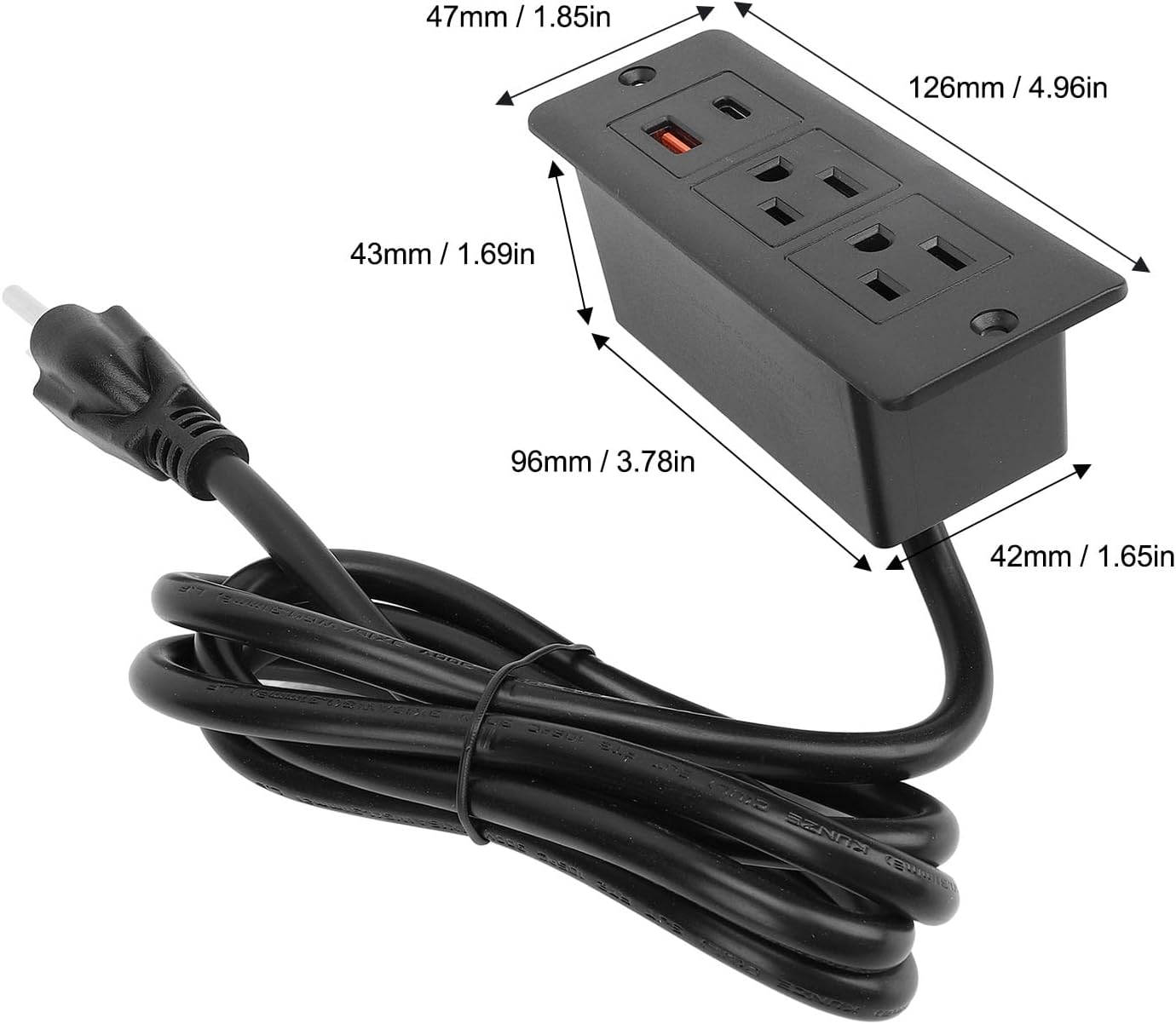 VELATEMOR 2 1.5m USB Power Strip Fast Charging Desk Outlet for Bedside Table Outlets Smart Technology Wire Cabinet