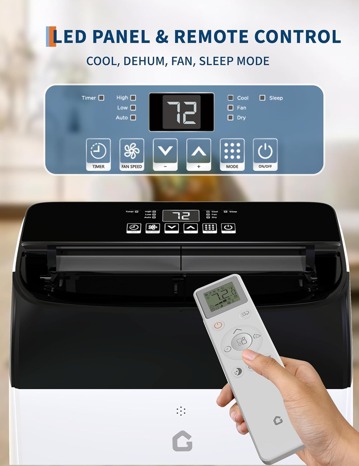 14000 BTU Portable Air Conditioners 3 in-1 Portable AC Unit, Cools Up to 750 Sq Ft, LED Touch Panel & Remote Control | Installation Kit Included | 3 Speed, Auto Swing, 24H Timer, for Large Room