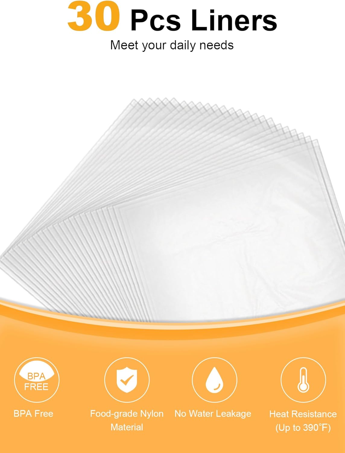 SMARTAKE Slow Cooker Liners - Large 13"x21" Disposable Bags for 3QT to 8QT Cookers | 30 Count