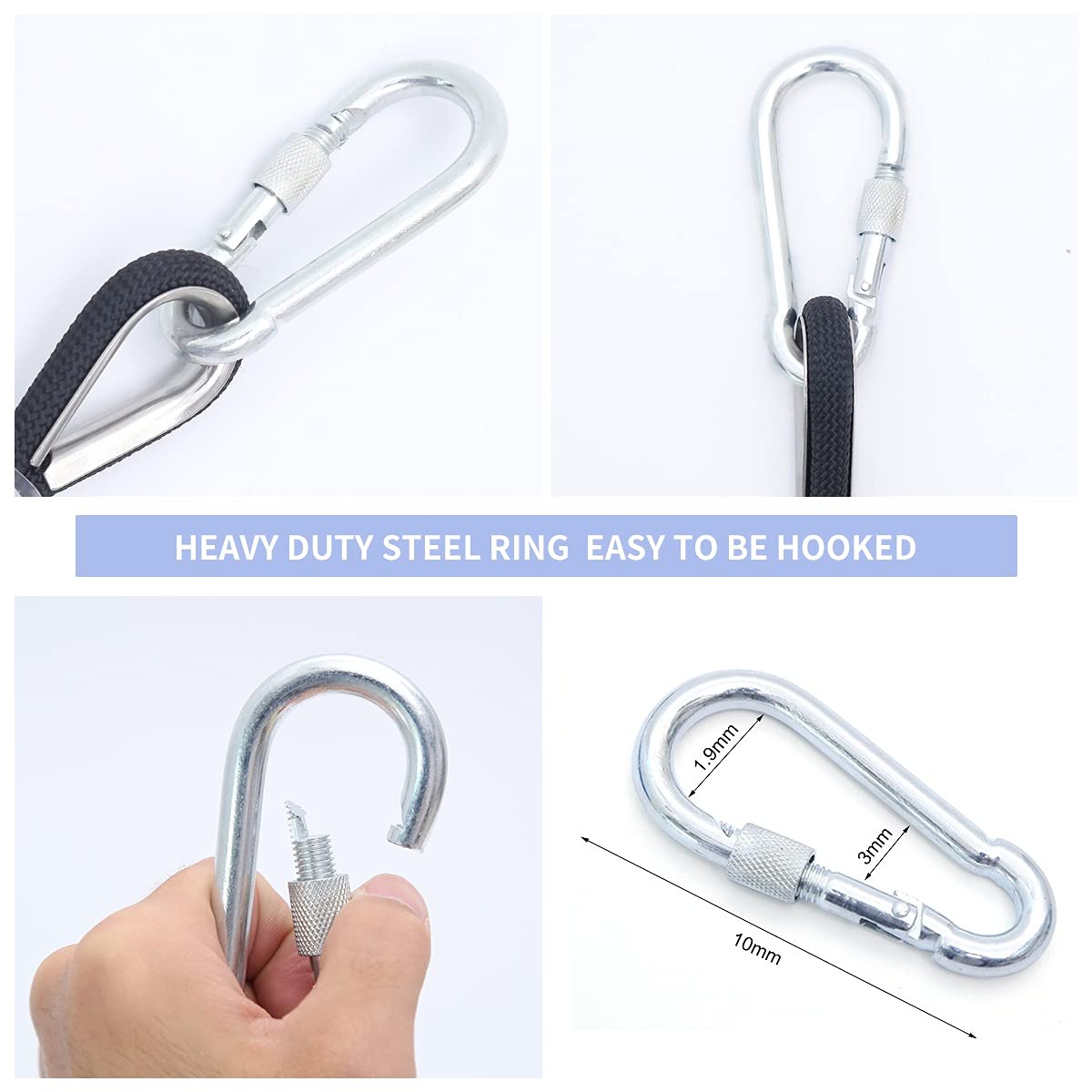 Outdoor Climbing Rope 12MM Diameter 10M(32ft) 20M(64ft) Static Rock Climbing Rope,Tree Climbing Rappelling Rope,Escape Nylon Rope,Ice Climbing Equipment Fire Rescue Parachute Rope with 2 Steel Hooks