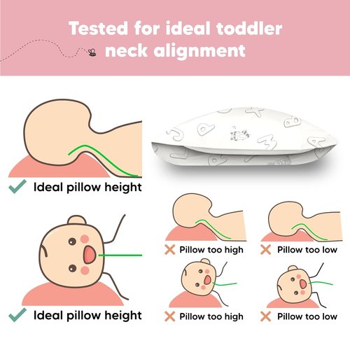 My Little Dreamy Toddler Pillow - 13x18 Organic Cotton Travel Pillowcase, Soft & Breathable for Ages 2-5