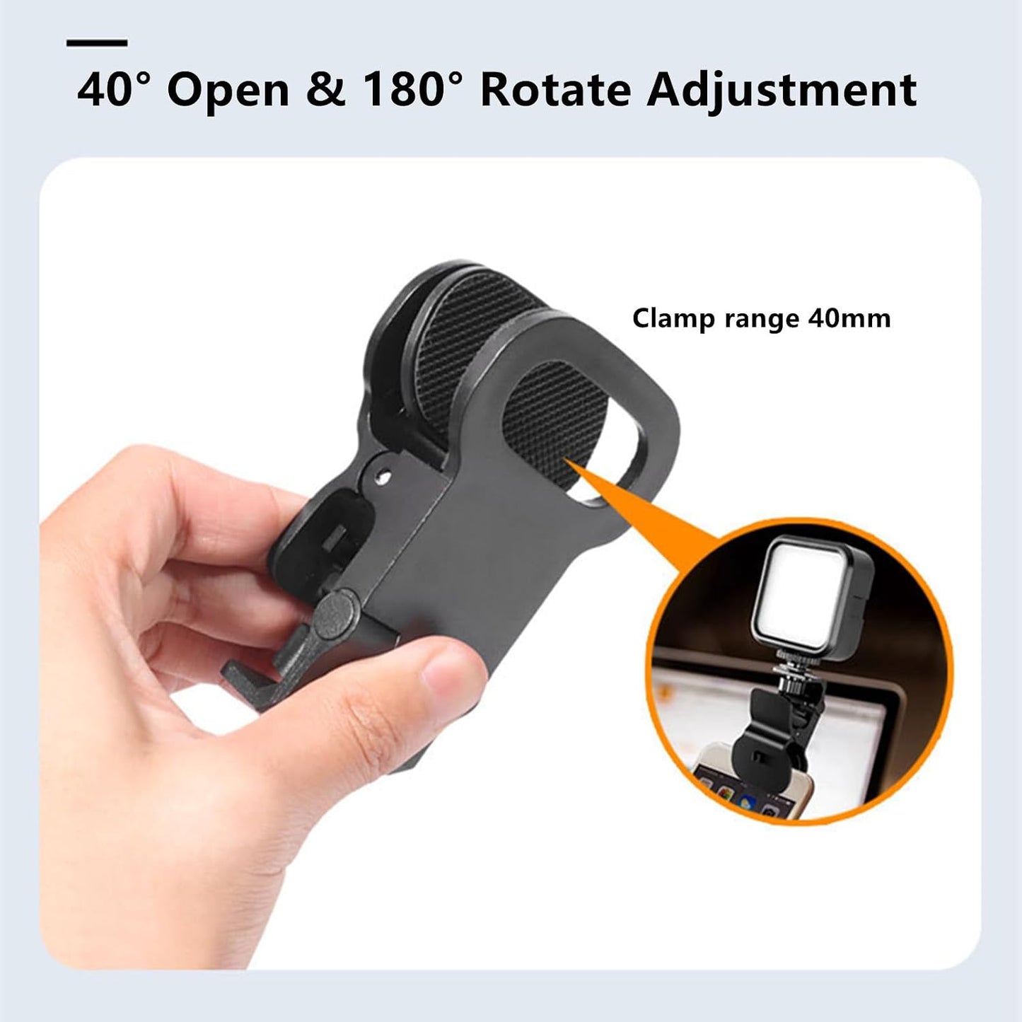 KxpkBom 2-Pack 1/4" Selfie Light Clip Mount Holder with Screw Connector - Universal Clamp Stand for Monitors, Cameras