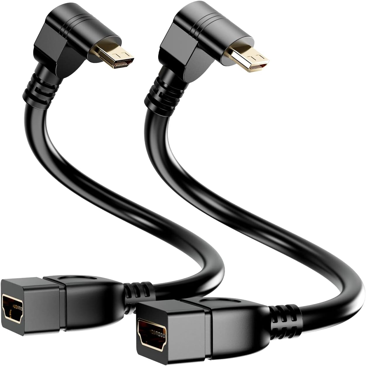 BERLAT 15CM 90 4K 1080P 3D Player,(6.0in, 2 Pack High Speed Degree Mini HDMI Left-Toward Male to HDMI Female Cable