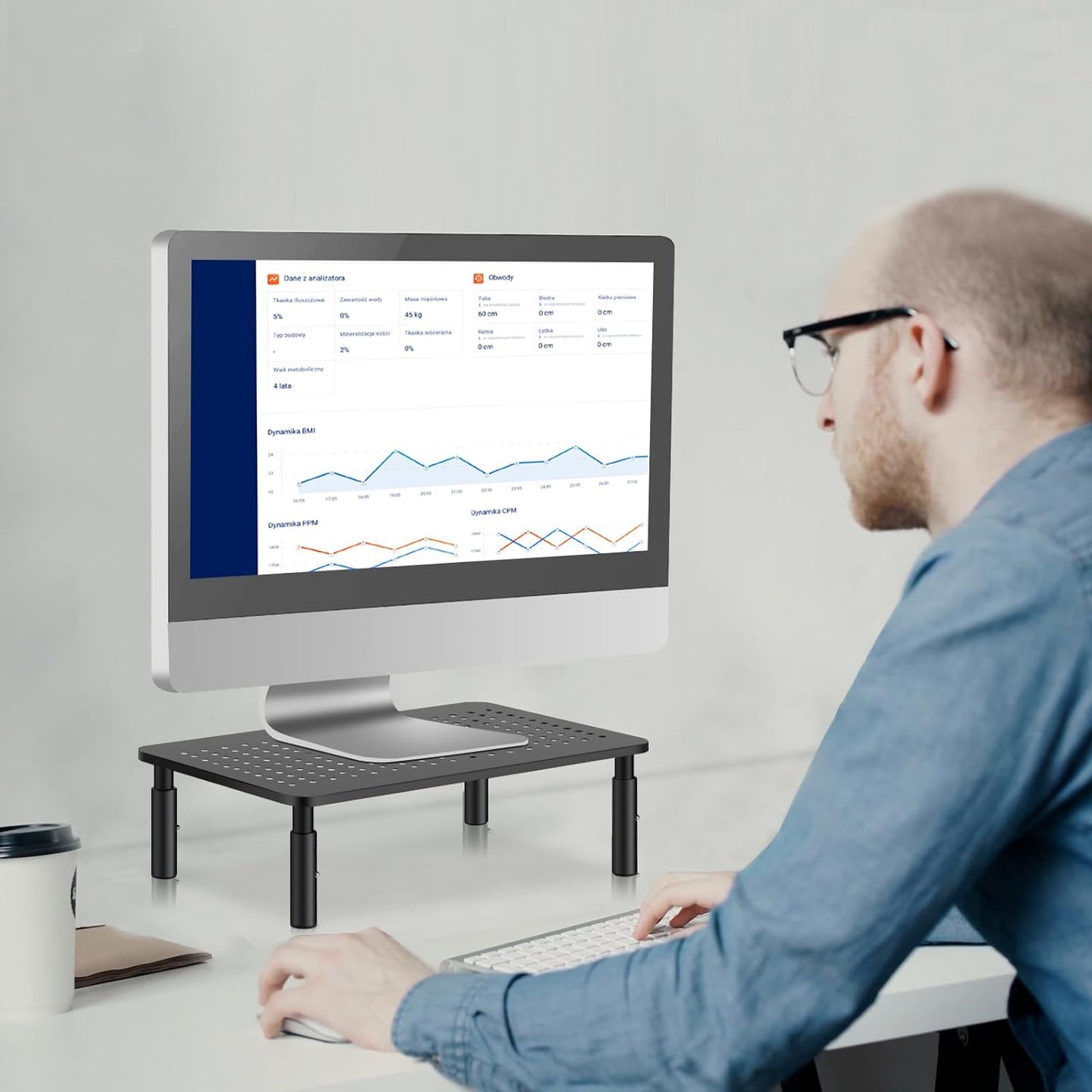 3 PS4, 20KG Bracwiser Monitor Stand Riser, Metal Computer Stand, Height Adjustable Screen Riser with Mesh Platform