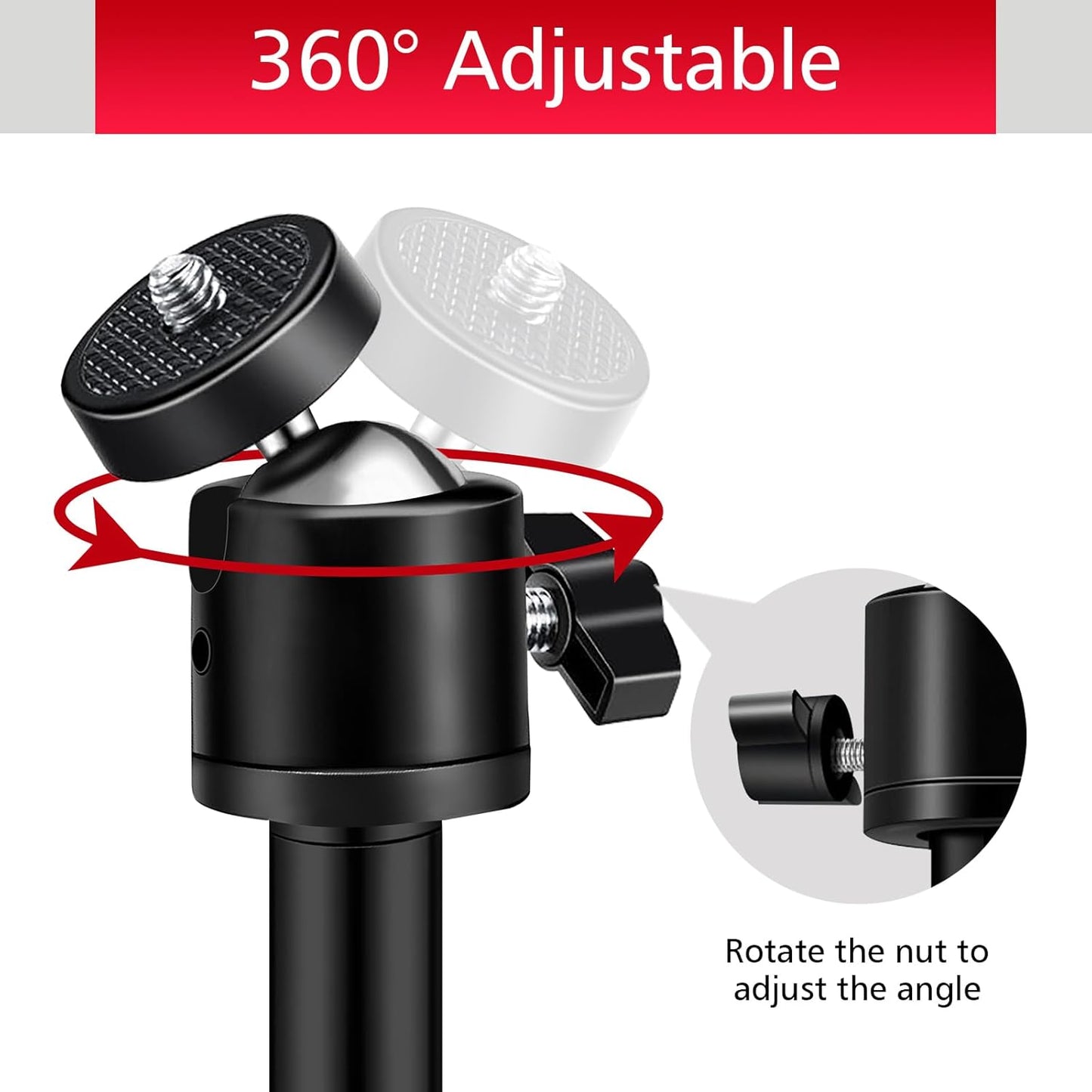 AVCMOTO 3 in1 360 1/4''-20 (6mm), (2 Pack) Game &Trail Camera Mount, Aluminum Degree Adjustable Universal Screw Mount