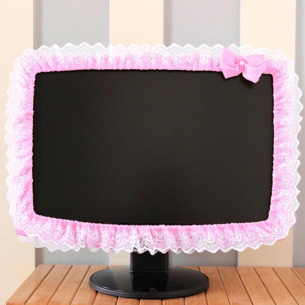 ZUYYON 2 23''-26'' Pcs Lovely Computer Monitor Cover with Bow-Knot Cute Elastic Monitor Dust Cover Protector Monitor