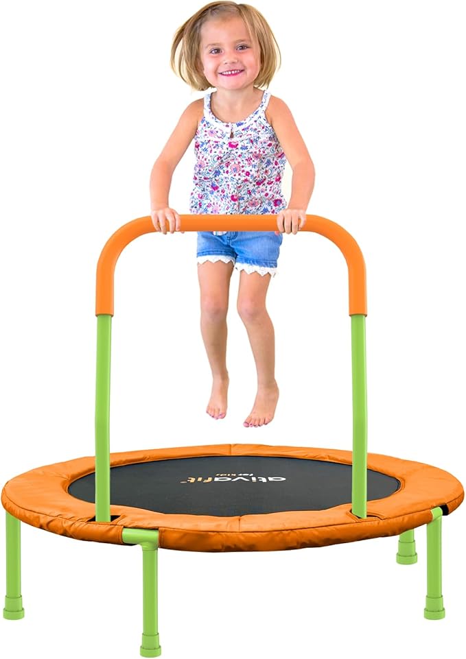 Ativafit 36inch Mini Toddler Trampoline for Kids Ages 2-6 Indoor Outdoor Folding Small Rebounder Trampoline with Foam Handle Safety Padded Cover Fun for Kids