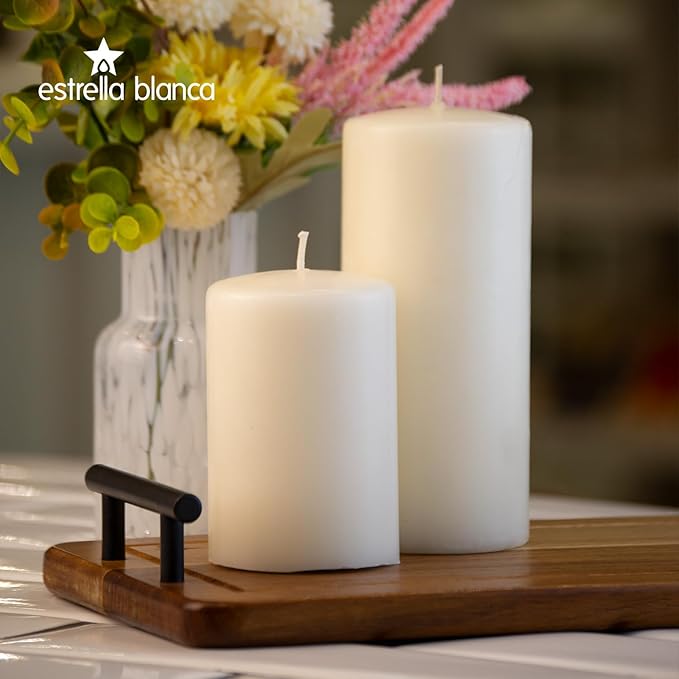 Unscented White Pillar Candle Bulk 3x6, 6 Pack, Long Lasting 70 Hour Burn, Wax Pillar Candles for Home Decor, Smokeless Dripless Candle for Dinner Table, Wedding, Bathroom